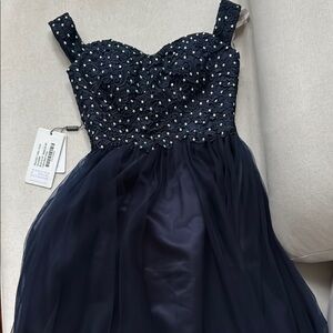 JJs House Blue and White Sleeveless Sundress for Prom